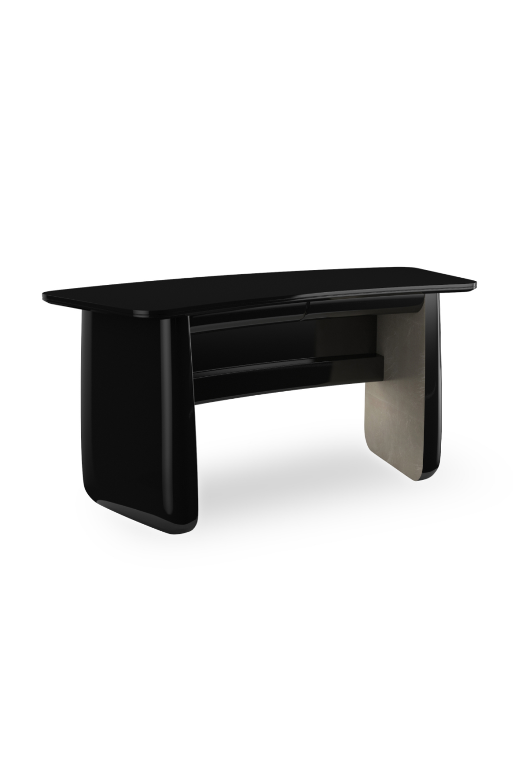 Black Glass 2-Drawer Desk | Caracole Cabochon | Oroa.com