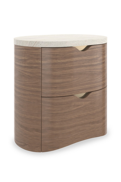 Travertine Top 2-Drawer Nightstand | Caracole Fleur | Oroa.com