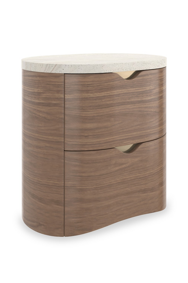 Travertine Top 2-Drawer Nightstand | Caracole Fleur | Oroa.com
