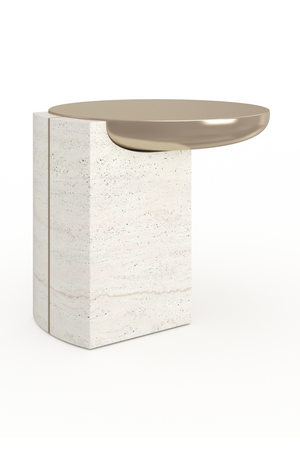 Travertine Base Side Table | Caracole Overlap | Oroa.com