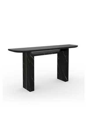 Black Stone Panel Console Table | Caracole Overlap | OROA.com