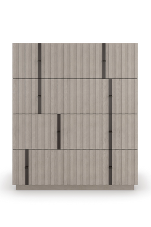   Taupe Slatted Oak 4-Drawer Chest | Oroa.com