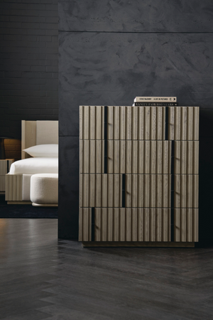   Taupe Slatted Oak 4-Drawer Chest | Oroa.com
