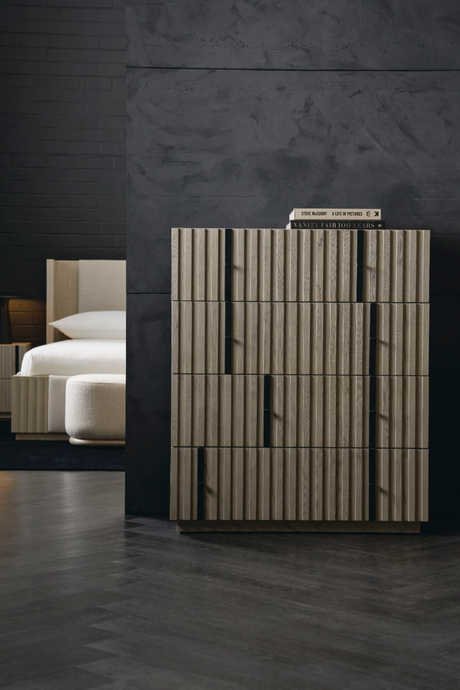   Taupe Slatted Oak 4-Drawer Chest | Oroa.com
