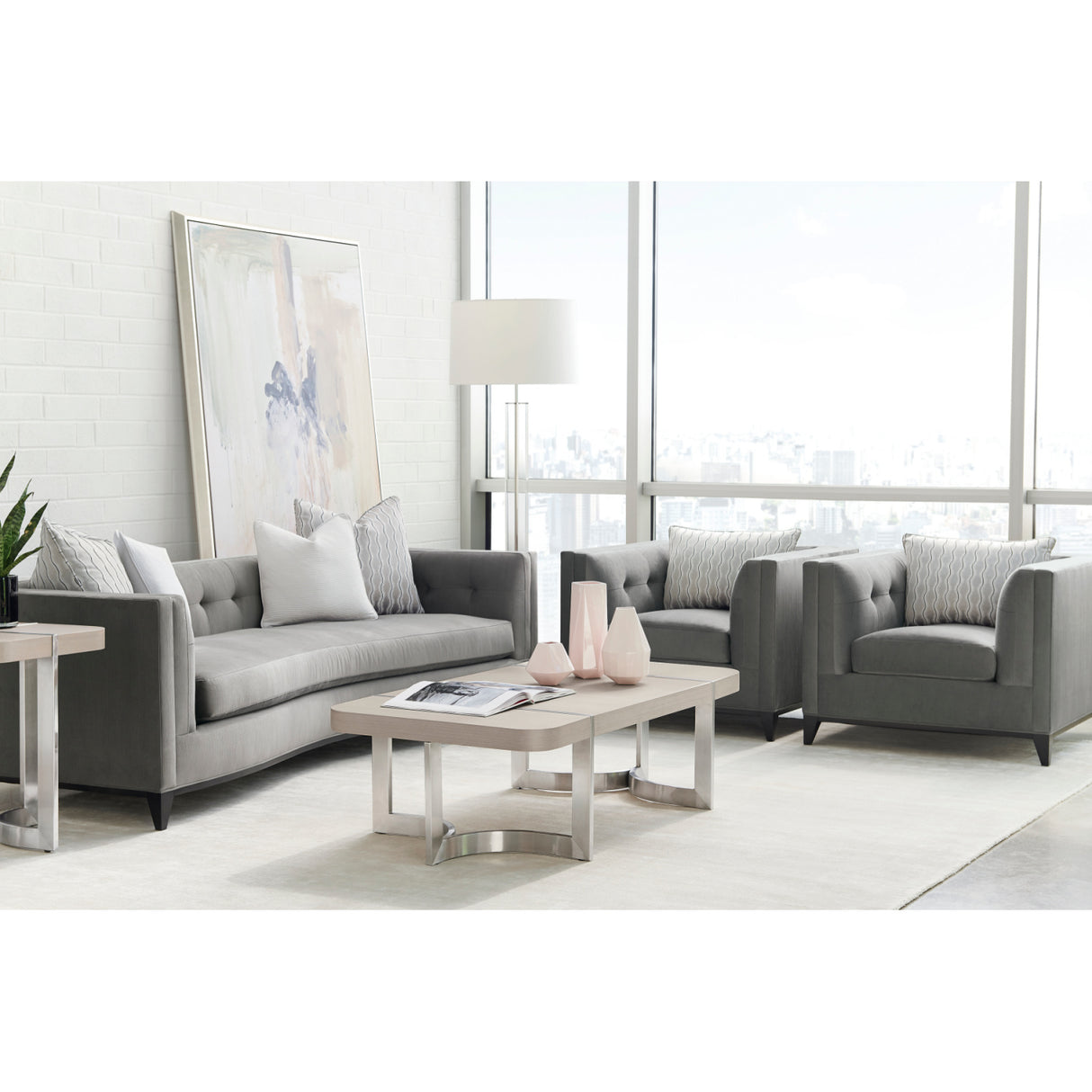   Gray Velvet Tufted Sofa | Oroa.com