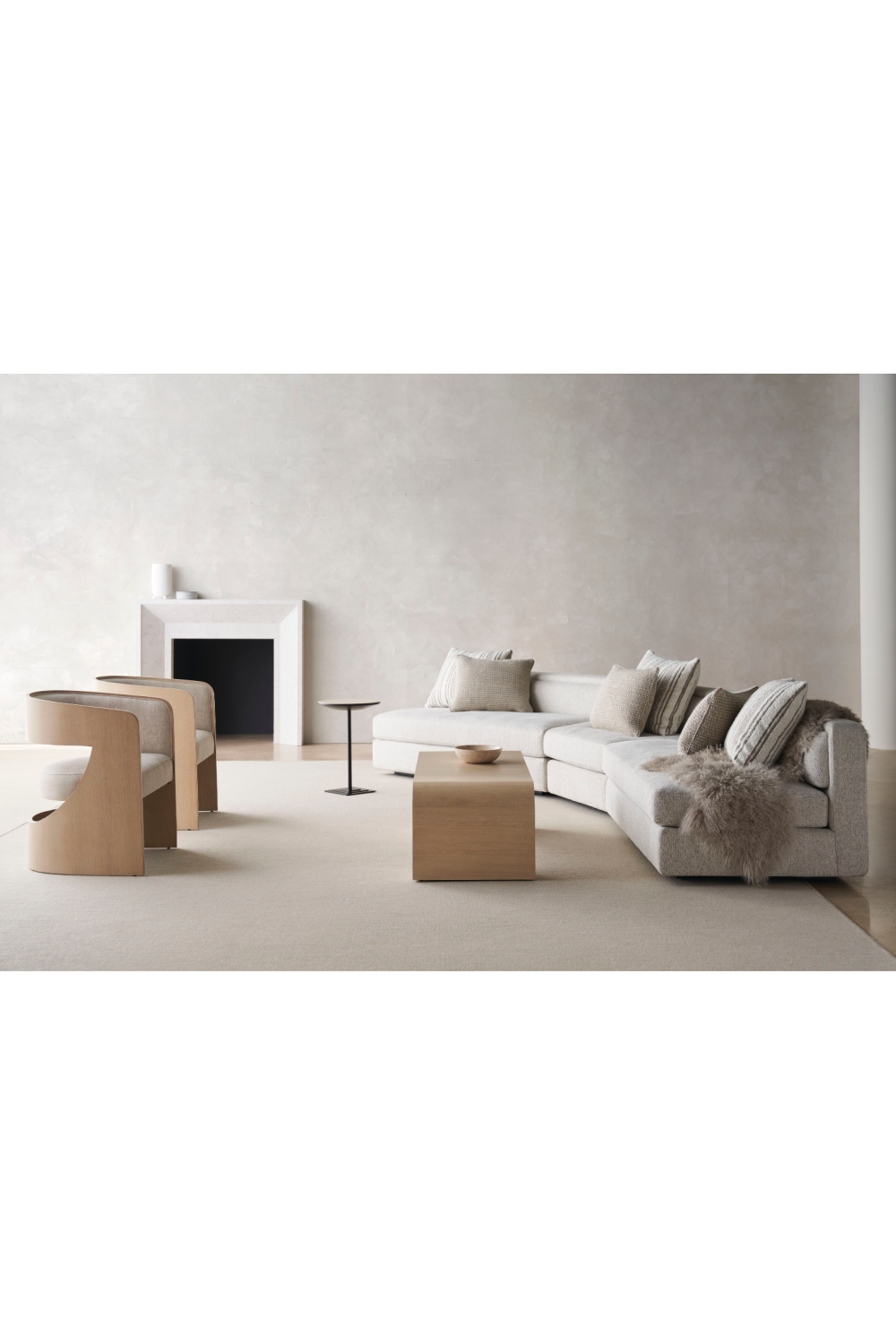 Cream Minimalist Sectional Sofa Caracole Unity OROA