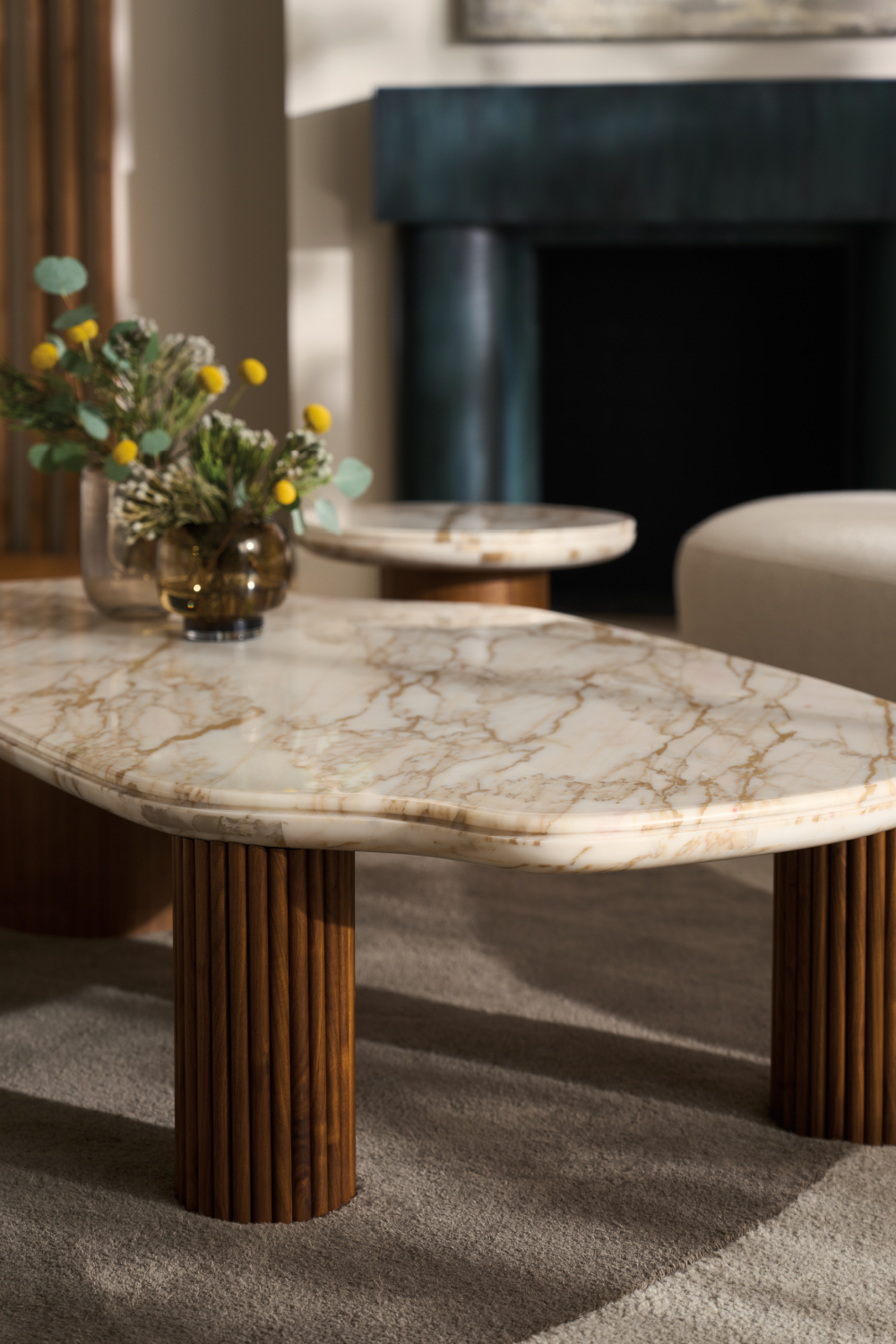 Cylindrical Walnut Base Side Table | Caracole Seychelles | Oroa.com