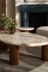 Cylindrical Walnut Base Side Table | Caracole Seychelles | Oroa.com