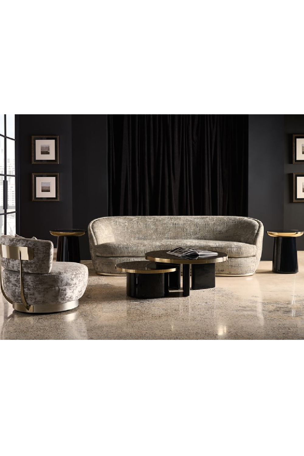 Chenille Swivel Lounge Chair | Caracole Celeste | Oroa.com