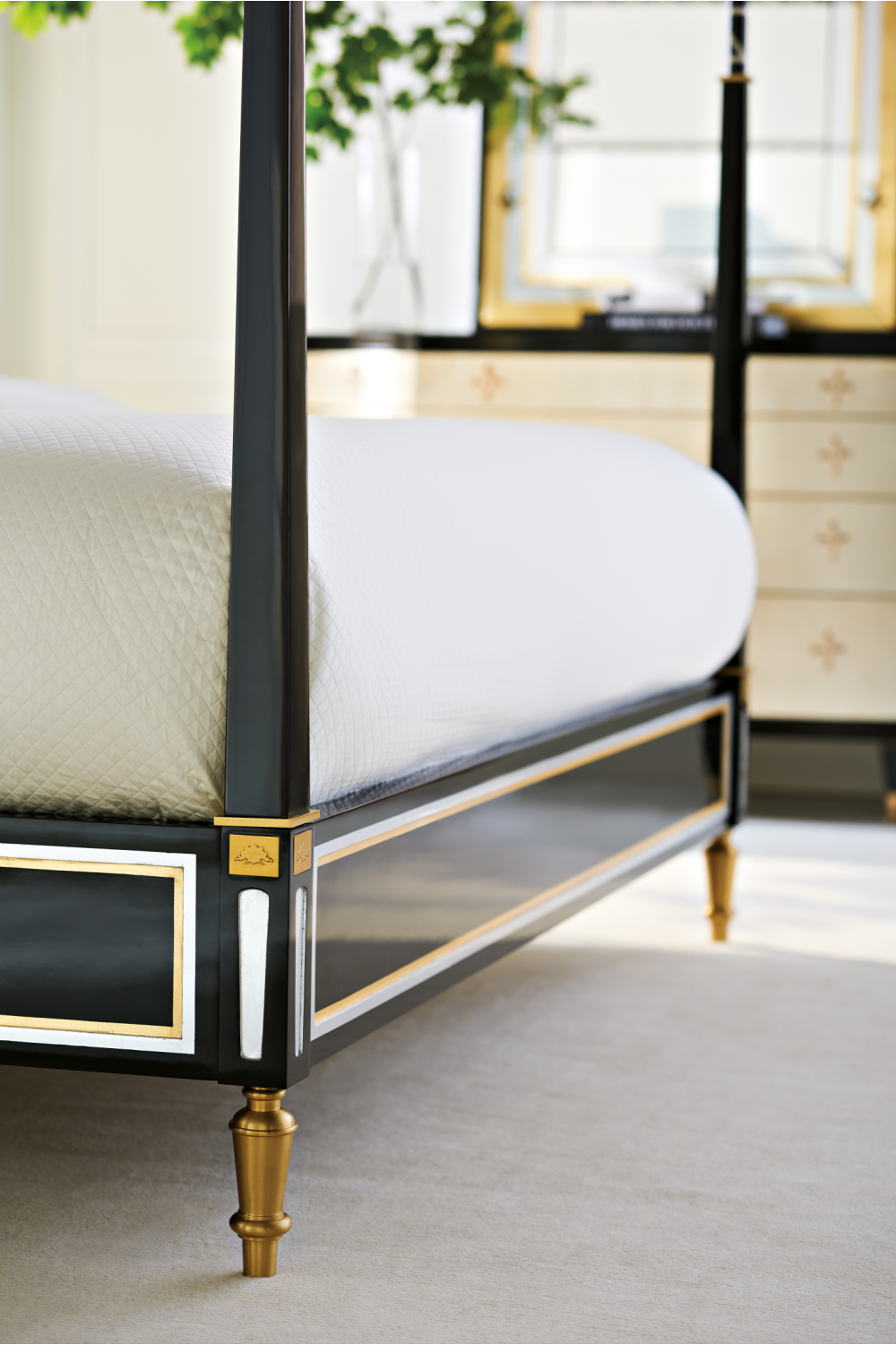 Black Leather Canopy Bed | Caracole The Couturier | Oroa.com