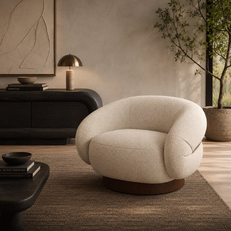   White Boucle Swivel Chair | Oroa.com