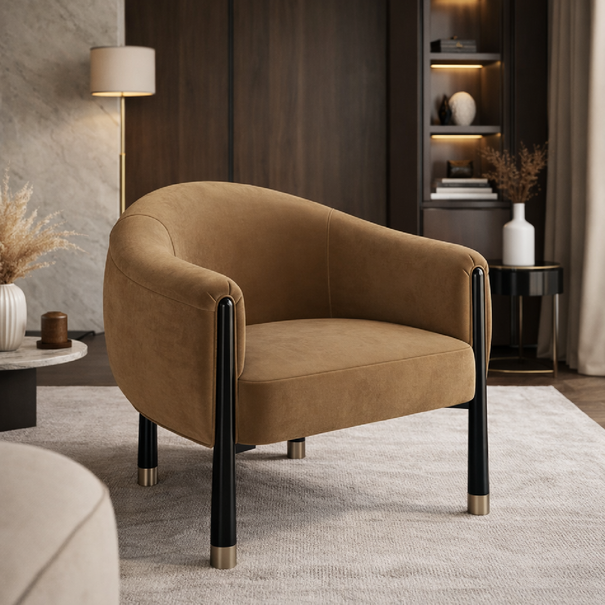   Velvet Curved Accent Chair | Oroa.com