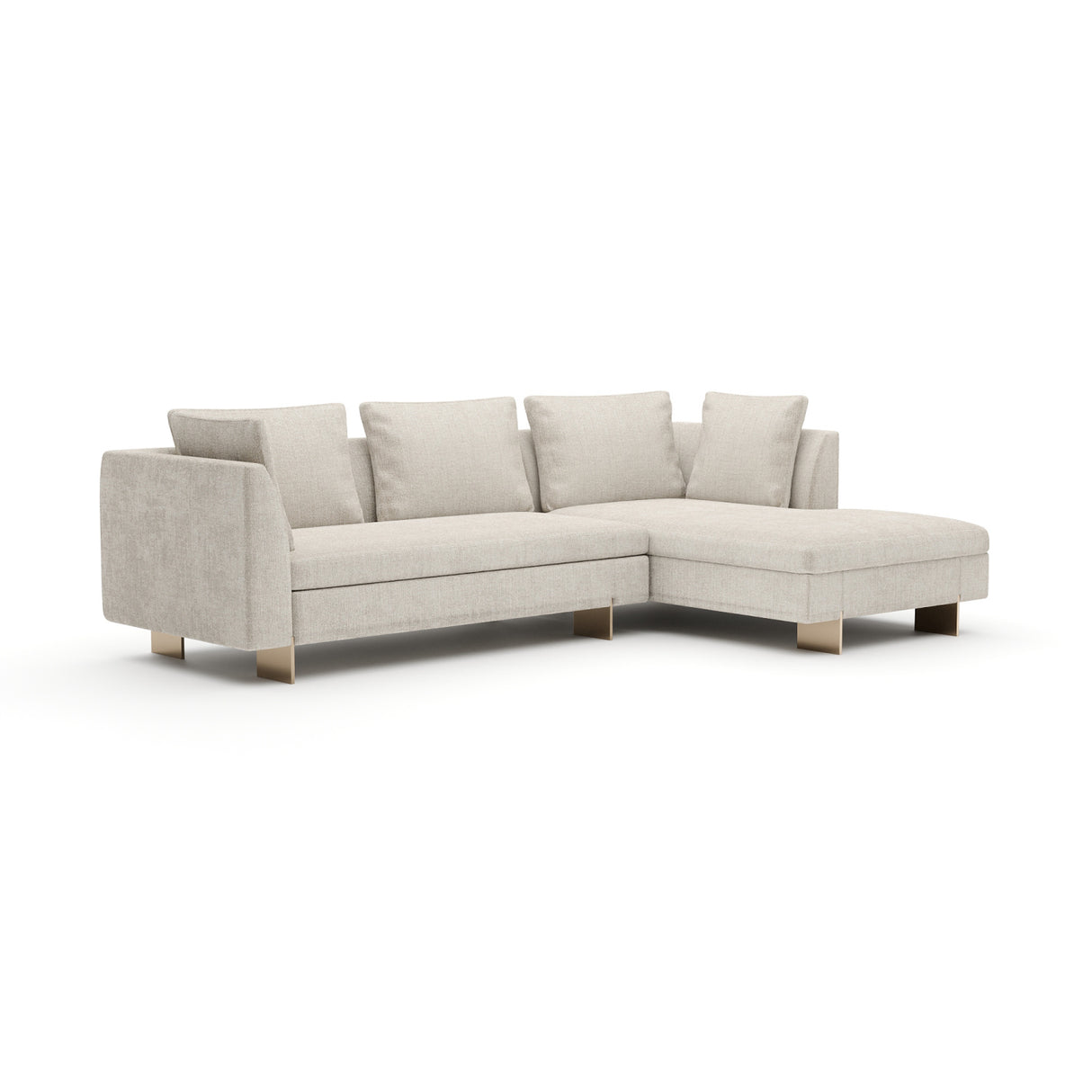   White Chenille Sofa with Chaise | Oroa.com