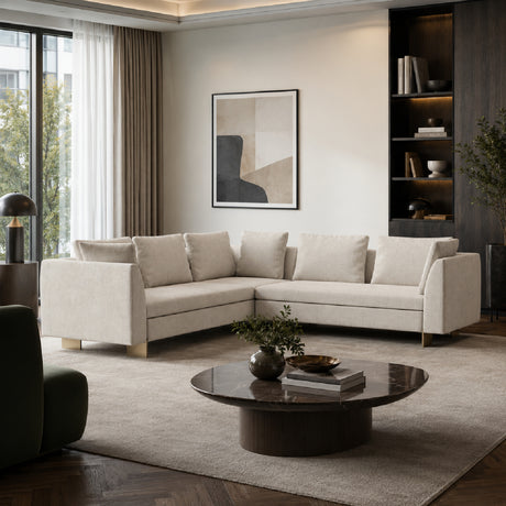   White Chenille Sectional Sofa L | Oroa.com