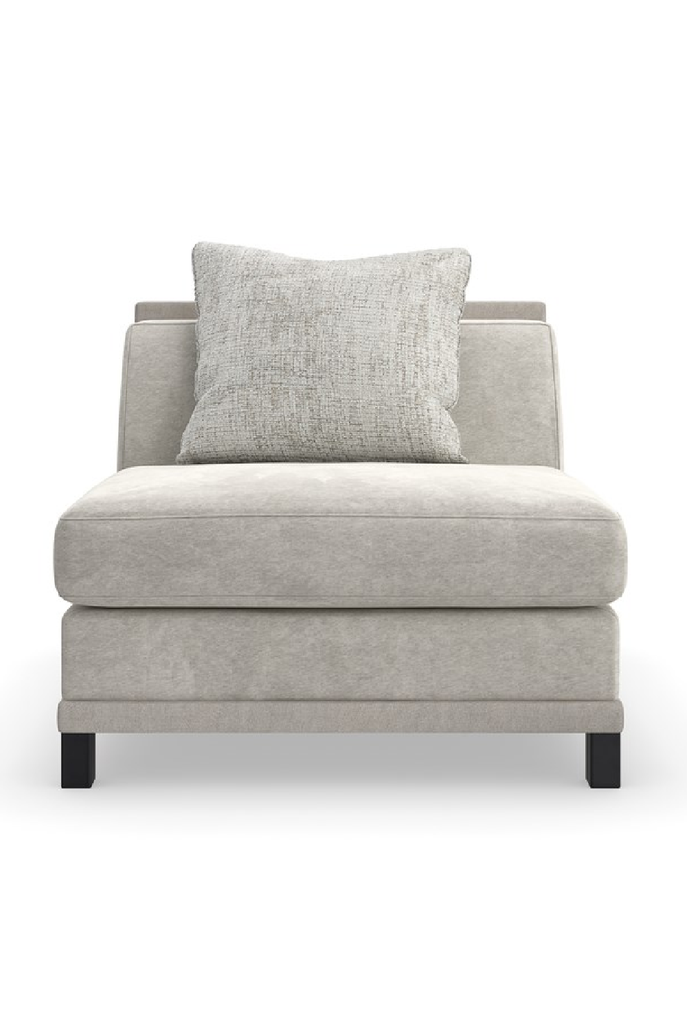 Light gray sectional chair with a single cushion and metal legs