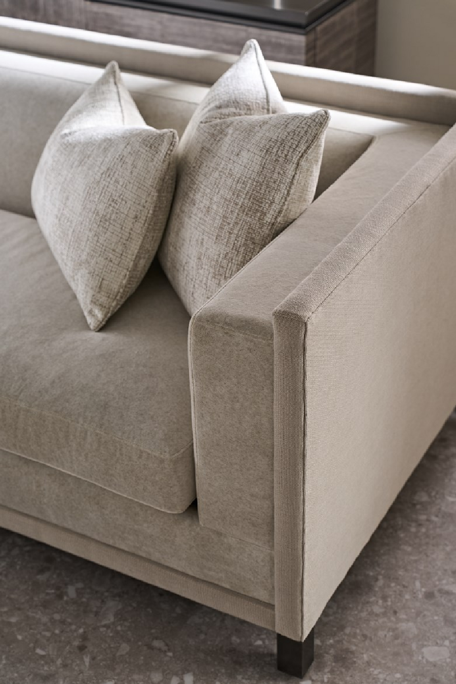 Close-up of fabric weave on sofa