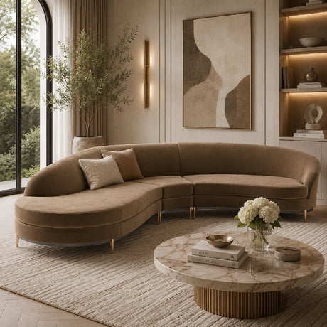   Velvet Curved 3-Piece Sectional Sofa | Oroa.com