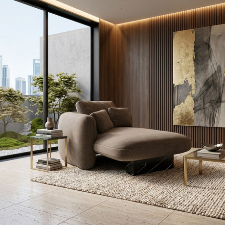   Taupe Velvet Left Chaise | Oroa.com