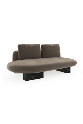 Taupe Velvet Bumper Sofa – Overlap – front view
