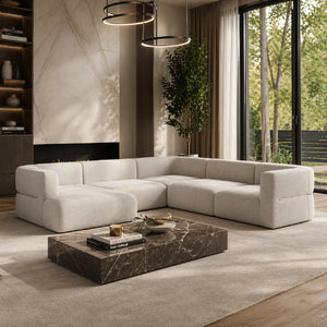   Ribbed Linen Sectional Chaise | Oroa.com