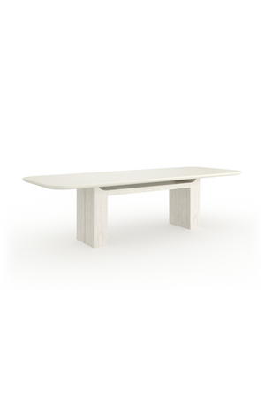 Travertine Pedestal Rectangular Dining Table | Caracole Overlap | Oroa.com