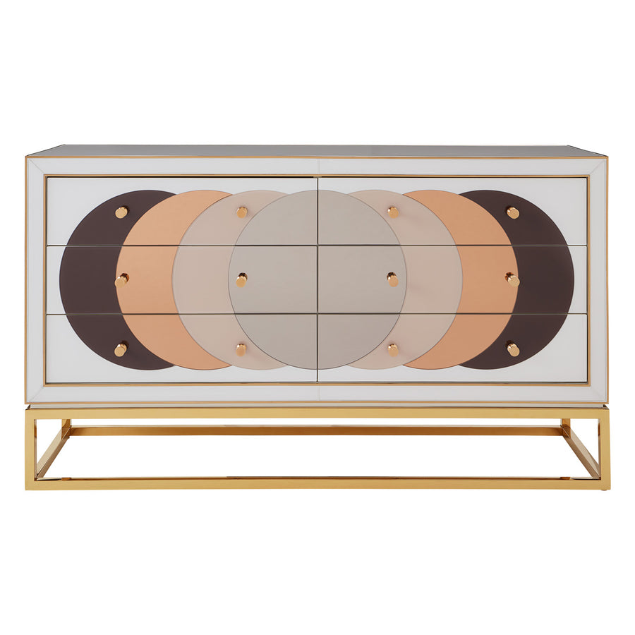 Mirrored Glass 6-Drawer Sideboard | Jonathan Adler Chambeige | Oroa.com