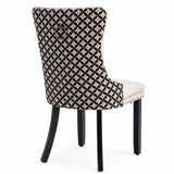 Beige Velvet Tufted Dining Chair Set (2) | OROA