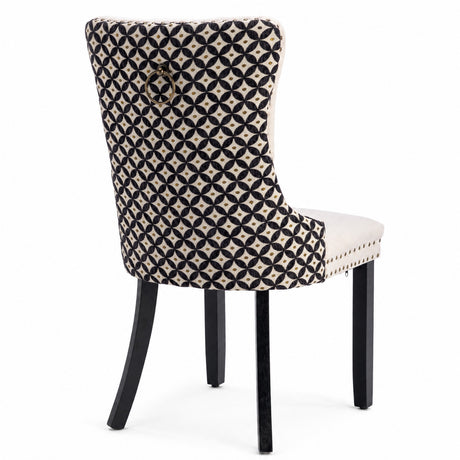 Beige Velvet Tufted Dining Chair Set (2) | OROA