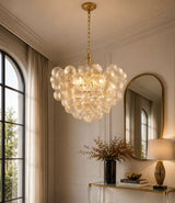 Modern European furniture - Gold Chandelier with Ribbed Glass Globes - www.oroa.com