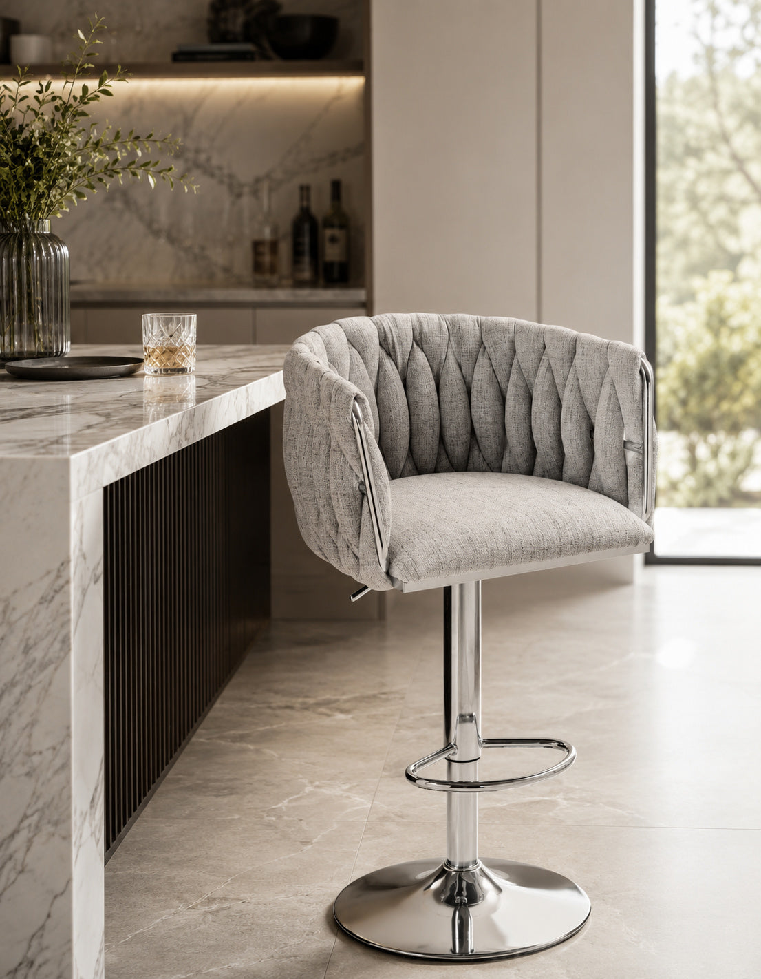 Swivel Adjustable Bar Stools Gray (S/2) - OROA