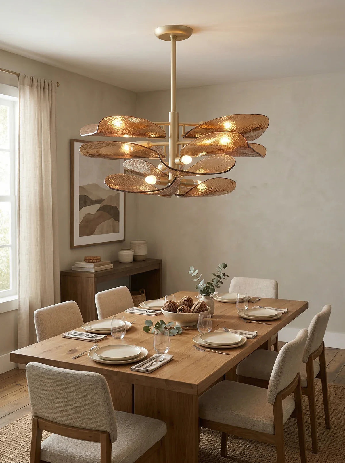 Cloud Shaped Layered Amber Glass Chandelier - OROA