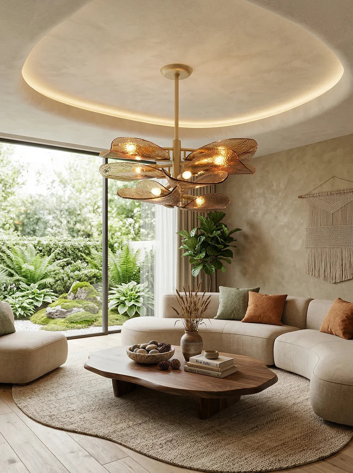 Cloud Shaped Layered Amber Glass Chandelier - OROA