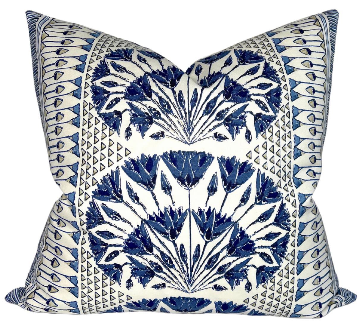 Cairo Pillow Cover in Blue and White, Thibaut Pillows