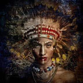 Amazone Woman With Tribal Headpiece photographic art print by Cobra Art