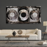 Weathered-Look Monochromatic Wall Art | Cobra Art 3 Circles Brown