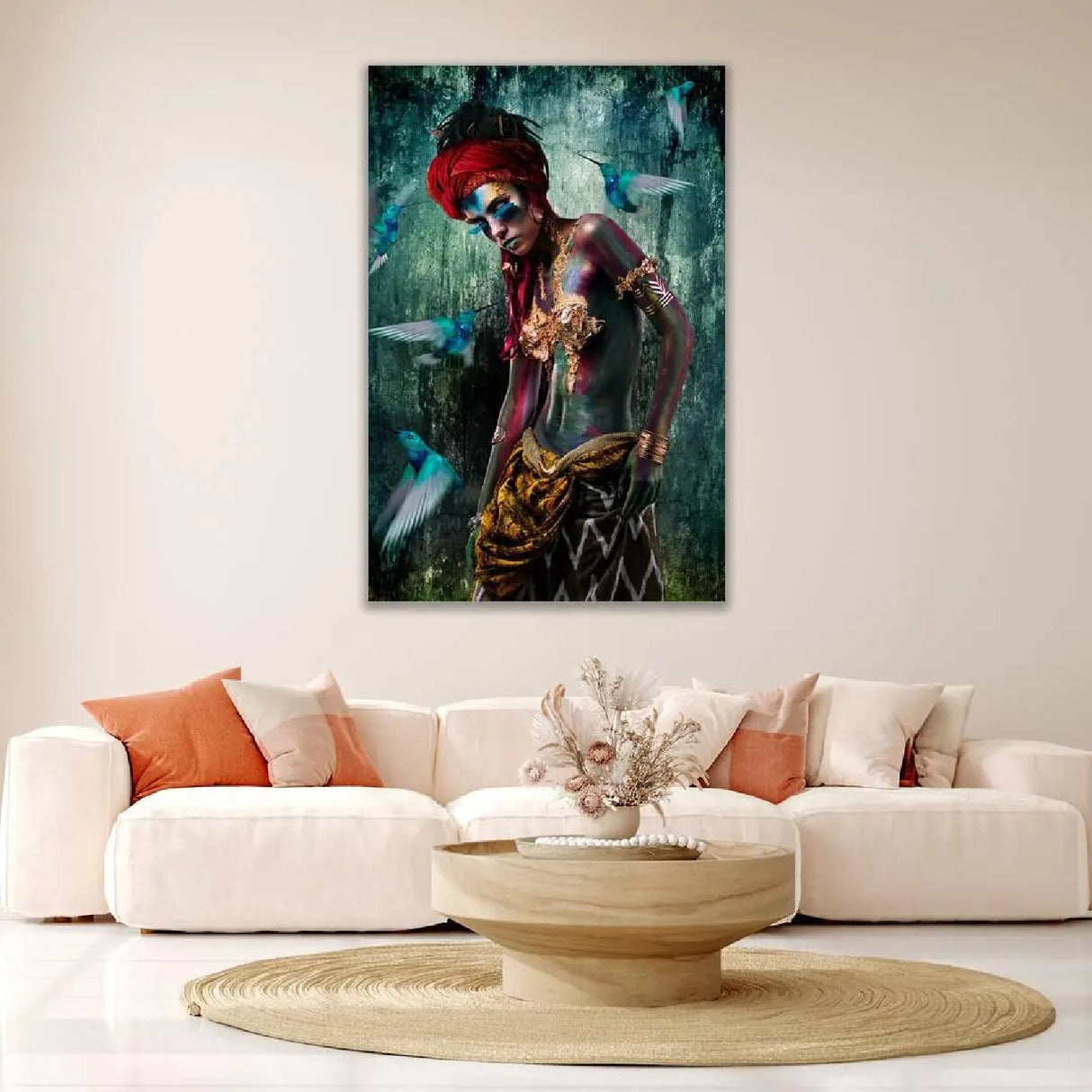 Modern European furniture - Colorful Lady & Hummingbirds Photographic Art - www.oroa.com