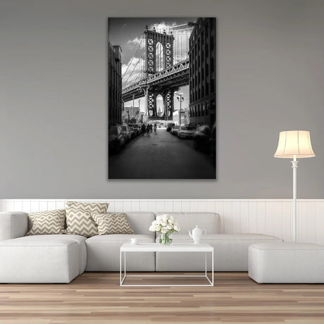 Black & White Urban Architecture Photographic Art | Cobra Art Brooklyn Bridge New York
