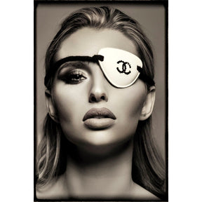 Fashion Statement Monochrome Eye-patched Woman Portrait art print by Cobra Art