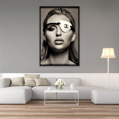   Modern European furniture - Monochrome Eye-patched Woman Portrait - www.oroa.com | Oroa.com