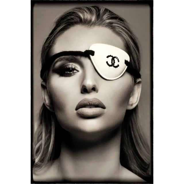 Modern European furniture - Monochrome Eye-patched Woman Portrait - www.oroa.com