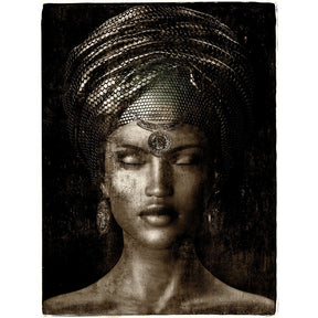 Glamour Girl Eyes Shut Sepia photographic art print by Cobra Art