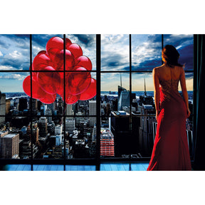 Amazing View From My Window Red Gowned Girl photographic art print by Cobra Art