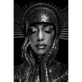 Moonlight Lady Timeless Monochrome Femme Elegance Artwork art print by Cobra Art