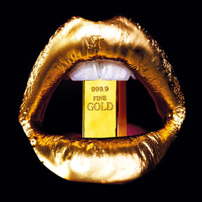 Fine Gold Gold Bar Lips photographic art print by Cobra Art