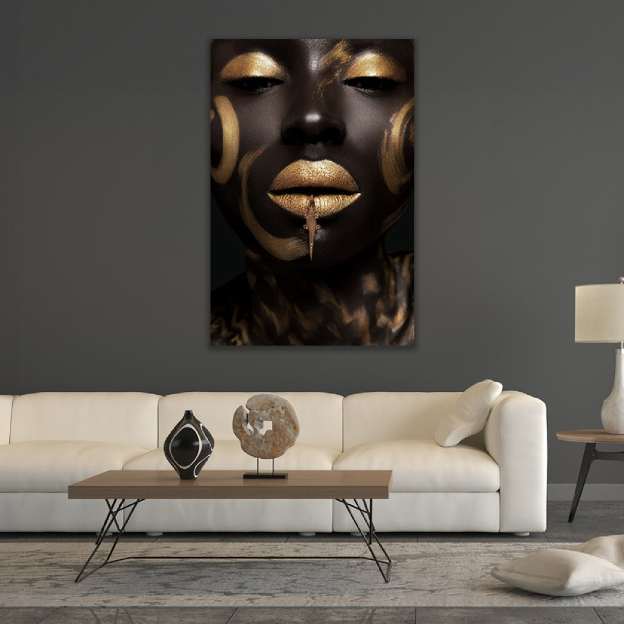 Modern European furniture - Gold Painted Face Photographic Art - www.oroa.com