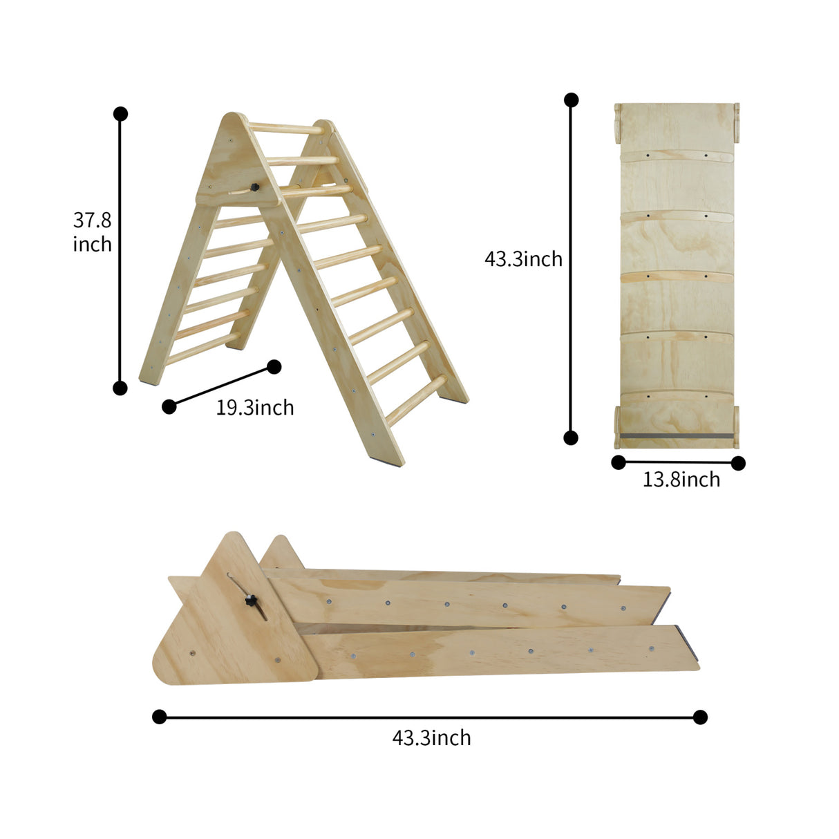 Wooden Foldable Ladder with Ramp and Slide | OROA Kids