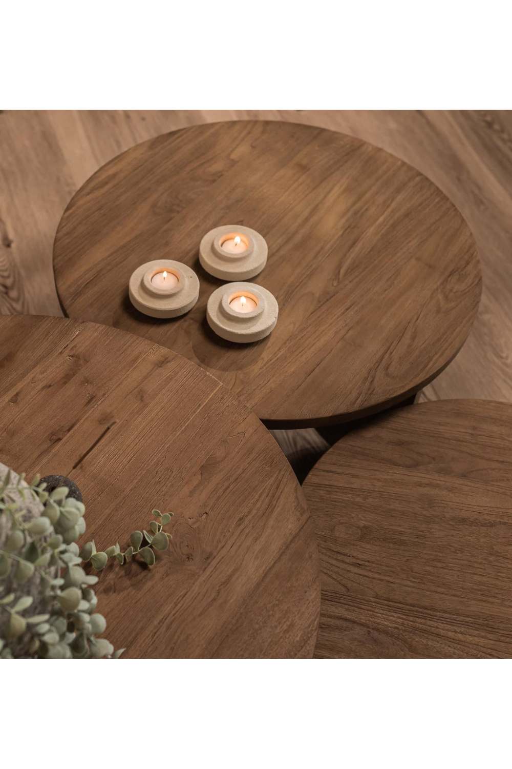 Teak Round Coffee Table Set (3) | dBodhi Ace  | OROA.com