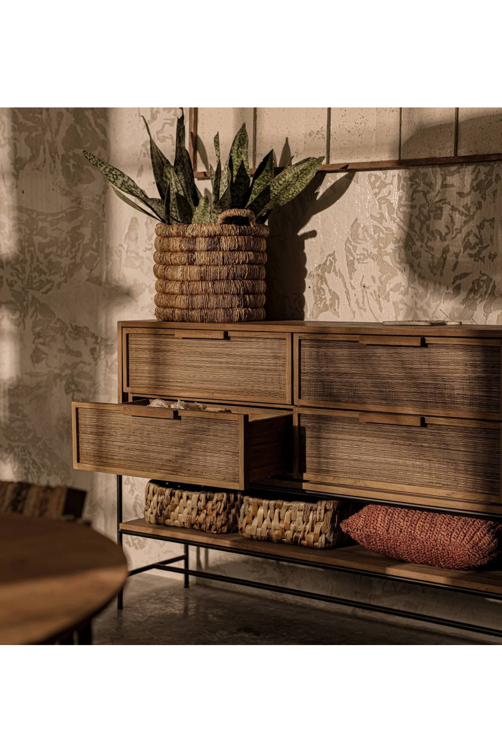 Handwoven Palm Leaves 4-Drawer Dresser | dBodhi Coco | OROA.com