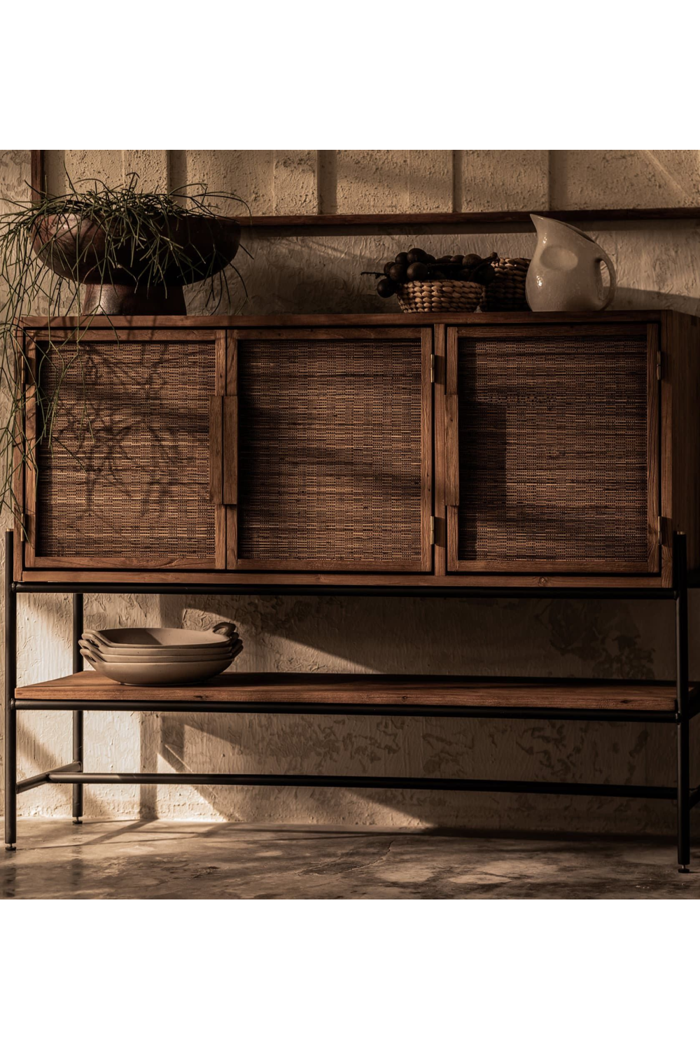 Handwoven Palm Leaves 3-Door Dresser | dBodhi Coco | OROA.com