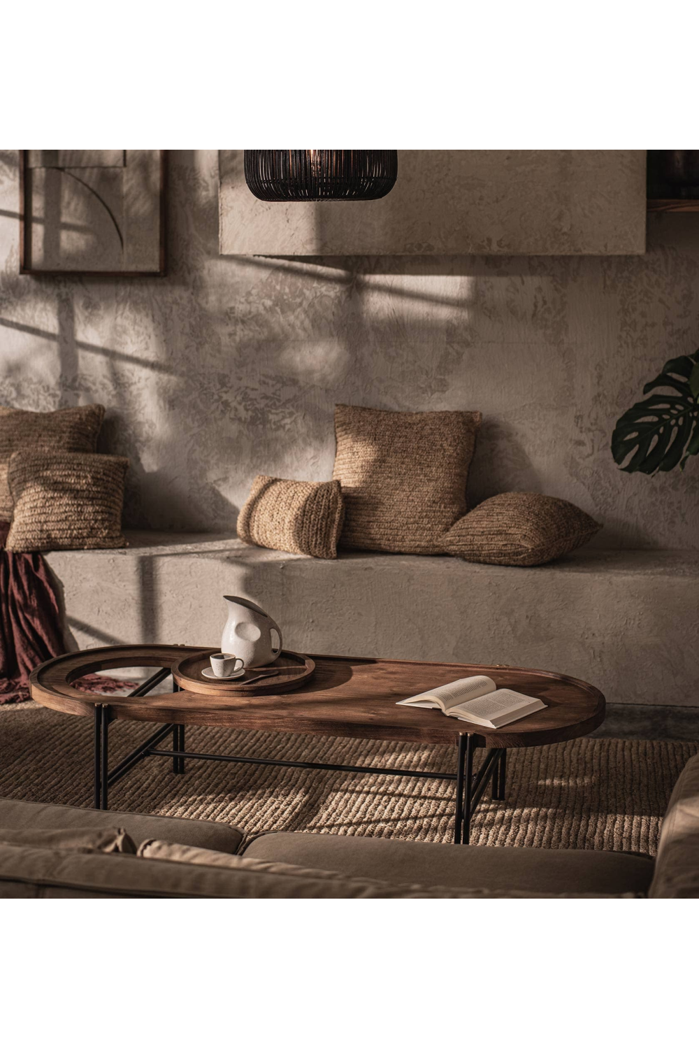 Oval Wooden Coffee Table With Tray | dBodhi Coco | OROA.com